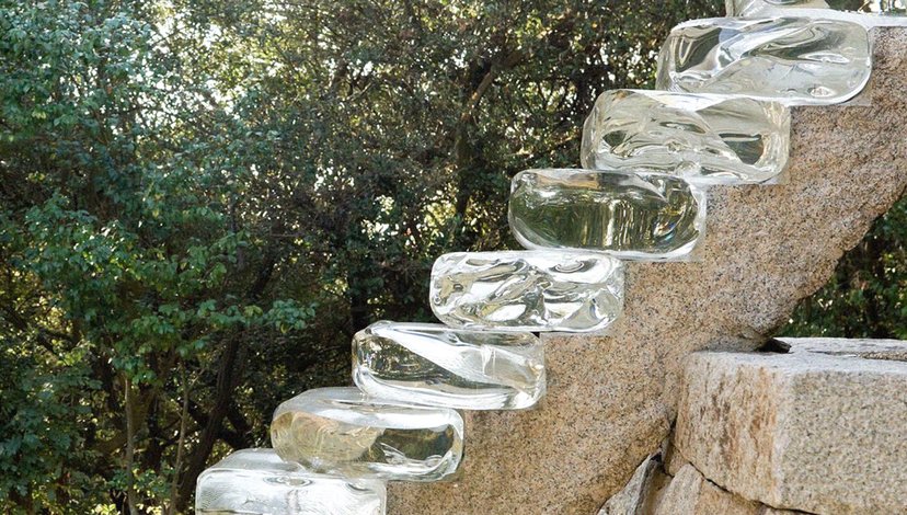 Rough-hewn optical-glass steps of Go’o Shrine