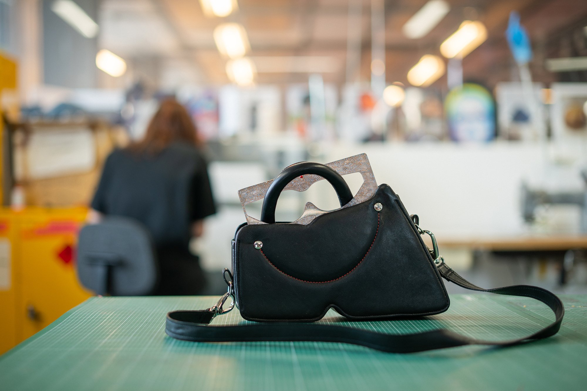 A bag by Morag Seation in the Fashion studio at the RCA