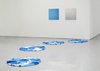 Scribal Drift (foreground), 2014, handmade textiles; An Image of Nothing (left), 2014, digital print, 70x70cm; White Screen III (right), 2014, digital print, 70x70cm