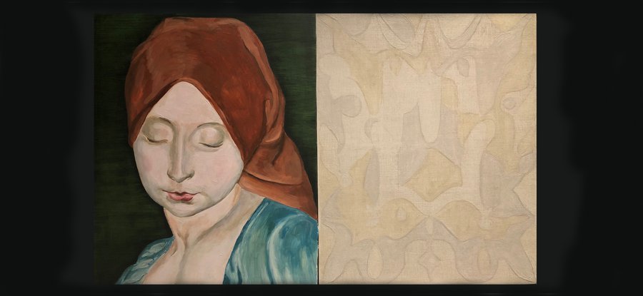 Prosopopoeia (Dalou, unknown Fitzwilliam i) 25 x 40 cm, oil on board, 2019